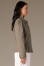 Lily Pad Long Puff Slit Sleeve Collared Hidden Snap Front Breast Pocket Seaming Peplum Woven Jacket