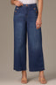 Indigo Denim Skyrise Sailor Button Contour Shape Technology Cropped Wide Leg Petite Jean