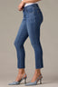 Blue Denim Charlotte Mid-Rise Contour Shape Technology Cropped Ankle Skimmer Raw Hem Skinny Jean