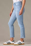 Light Blue Artisanal Blue Denim Logan High Rise Vintage Skinny Cropped Raw Split Hem Jean