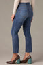 Blue Denim Logan Contour Shape Technology High Rise Vintage Skinny Cropped Raw Split Hem Jean