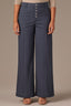 Orion Blue Skyrise Button Fly Seaming V-Shaped Back Yoke Contour Shape Technology Wide Leg Pant