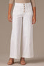 White Skyrise Button Fly Seaming V-Shaped Back Yoke Contour Shape Technology Wide Leg Pant