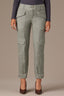 Deep Seagrass High Rise Double Buytton Seaming Button Tab Hem Dart Seams Contour Shape Technology Tapered Utility Pant