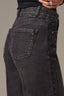 Washed Black Artisanal Denim Bella Skyrise Contour Shape Technology Double Side Seam Wide Leg Jean