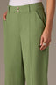 Willow Green Skyrise Double Button Faux Back Pocket Center Front Seam Contour Shape Technology Wide Leg Pant 