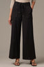 Black High Rise Ponte Patch Pocket Utility Self Tie Waist Wide Leg Pant