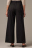 Black High Rise Ponte Patch Pocket Utility Self Tie Waist Wide Leg Pant