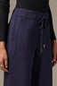 Navy High Rise Ponte Patch Pocket Utility Self Tie Waist Wide Leg Pant