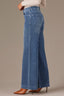 Washed Mid Blue Denim High Rise Contour Shape Technology Wide Leg Petite Jean