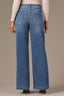 Washed Mid Blue Denim High Rise Contour Shape Technology Wide Leg Petite Jean