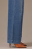 Washed Mid Blue Denim High Rise Contour Shape Technology Wide Leg Petite Jean