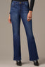 Blue Denim Madison Contour Shape Technology High Rise Grinded Hem String Itty Bitty More Boot Jean