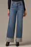 Mid Blue Artisanal Skyrise Contour Shape Technology Fixed Cuff Wide Leg Jean