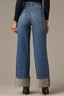 Mid Blue Artisanal Skyrise Contour Shape Technology Fixed Cuff Wide Leg Jean