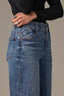 Mid Blue Artisanal Skyrise Contour Shape Technology Fixed Cuff Wide Leg Jean