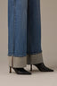 Mid Blue Artisanal Skyrise Contour Shape Technology Fixed Cuff Wide Leg Jean