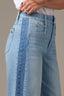 Light Blue Denim Skyrise Contour Shape Technology Barrel Leg Tri-Tone Spliced Panel Jean