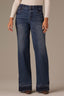 Indigo Artisanal Denim Contour Shape Technology High Rise Released Hem Pulled Strings Sam Wide Leg Jean