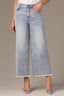 Light Blue Artisanal Denim Skyrise Fray Hem Round Up Contour Shape Technology Wyatt Wide Leg Boyfriend Petite Jean