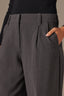 Steel Grey White Contour Shape Technology Ultra Skyrise Double Pleat Pinstripe Print Wide Leg Trouser