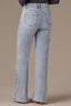 Light Blue Artisanal Denim Contour Shape Technology High Rise Hem Cutout Metallic Beading Sam Wide Leg Jean 