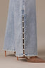 Light Blue Artisanal Denim Contour Shape Technology High Rise Hem Cutout Metallic Beading Sam Wide Leg Jean 