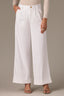 White Skyrise Pleated Fixed Cuff Wide Leg Contour Shape Technology Petite Trouser Pant