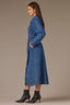 Mid Blue Denim Long Sleeve Button Down Collared Neck Self Tie Waist Denim Dress