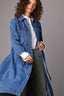 Mid Blue Denim Long Sleeve Button Down Collared Neck Self Tie Waist Denim Dress