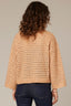 Heather Sahara Sand Long Sleeve Drop Shoulder Open Work Round Neck Sweater Top