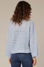 Heather Light Blue Long Sleeve Drop Shoulder Open Work Round Neck Sweater Top