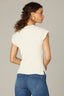 Ivory Extended Cap Ruffle Sleeve Round Neck Pointelle Sweater Top