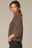 Oyster Mushroom Three Quarter Dolman Blouson Sleeve Pleated Funnel Neck Banded Hem Sweater Top