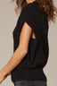 Black Extended Shoulder Placement Cable Stitch Mock Neck Banded Hem Sweater Vest Top