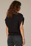 Black Extended Shoulder Placement Cable Stitch Mock Neck Banded Hem Sweater Vest Top