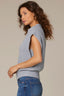 Heather Grey Extended Shoulder Placement Cable Stitch Mock Neck Banded Hem Sweater Vest Top