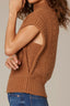 Nutmeg Extended Shoulder Placement Cable Stitch Mock Neck Banded Hem Sweater Vest Top