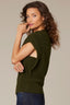 Winter Green Extended Shoulder Placement Cable Stitch Mock Neck Banded Hem Sweater Vest Top