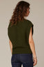 Winter Green Extended Shoulder Placement Cable Stitch Mock Neck Banded Hem Sweater Vest Top