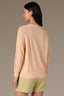 Peach Fuzz Three Quarter Pleated Sleeve Round V-Notch Neck Banded Hem Sweater