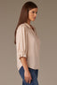 Macadamia Short Embroidered Puff Blouson Sleeve Collared V-Neck Western Back Yoke Button Down Woven Shirt