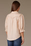 Macadamia Short Embroidered Puff Blouson Sleeve Collared V-Neck Western Back Yoke Button Down Woven Shirt