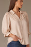 Macadamia Short Embroidered Puff Blouson Sleeve Collared V-Neck Western Back Yoke Button Down Woven Shirt