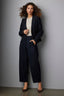 Dark Indigo Long Sleeve Puff Shoulder Single Button Flap Pocket Blazer