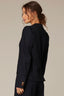 Dark Indigo Long Sleeve Puff Shoulder Single Button Flap Pocket Blazer