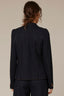 Dark Indigo Long Sleeve Puff Shoulder Single Button Flap Pocket Blazer