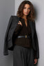 Charcoal Wheat Multi Long Sleeve Puff Shoulder Single Button Flap Pocket Blazer