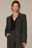 Charcoal Wheat Multi Long Sleeve Puff Shoulder Single Button Flap Pocket Blazer