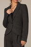 Charcoal Wheat Multi Long Sleeve Puff Shoulder Single Button Flap Pocket Blazer